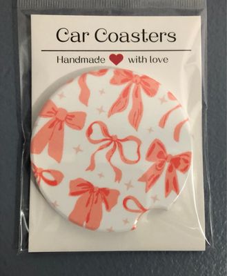 Pink Bows Ceramic Car Coaster