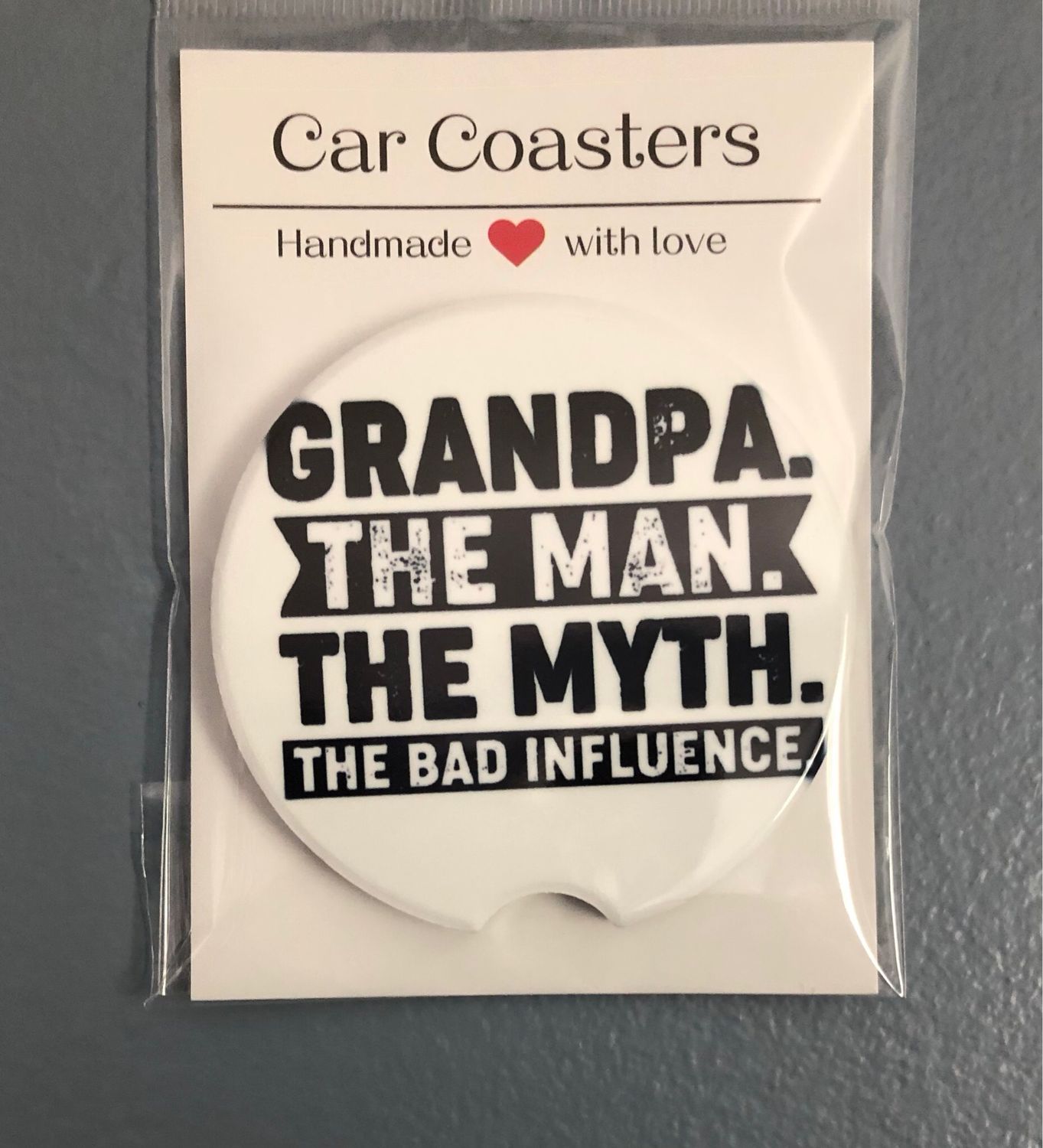 Grandpa The Man, The Myth Ceramic Car Coaster