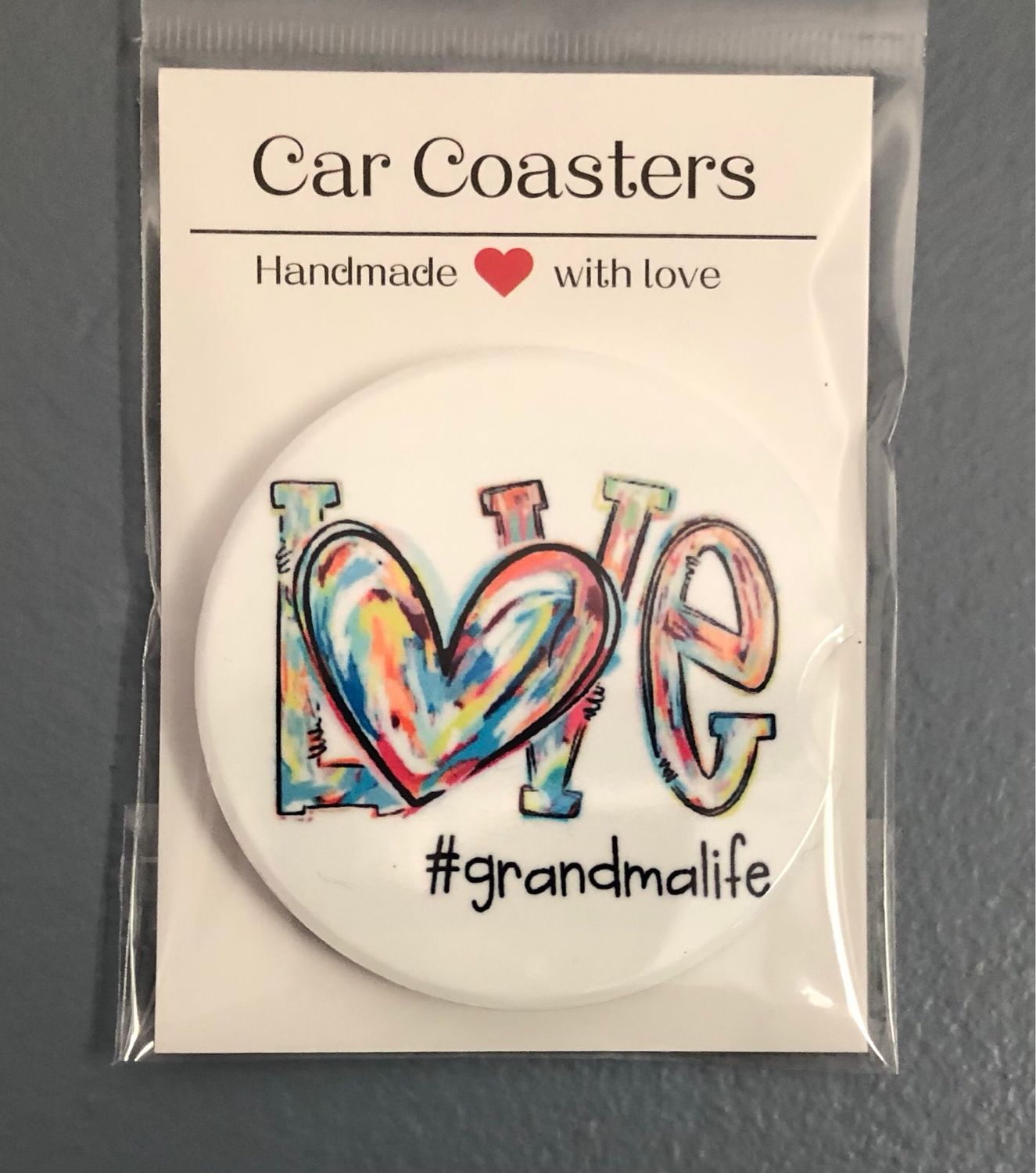 Love #Grandmalife Ceramic Car Coaster