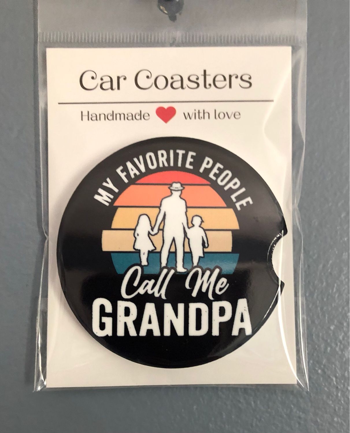 My Favorite People Call Me Grandpa Ceramic Car Coaster