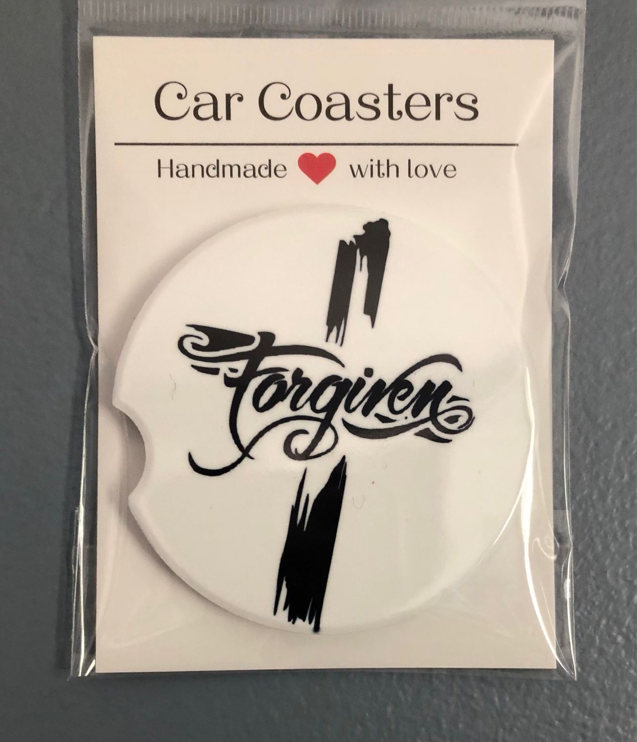 Forgiven Cross Ceramic Car Coaster