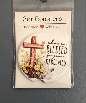 Blessed Redeemed Ceramic Car Coaster