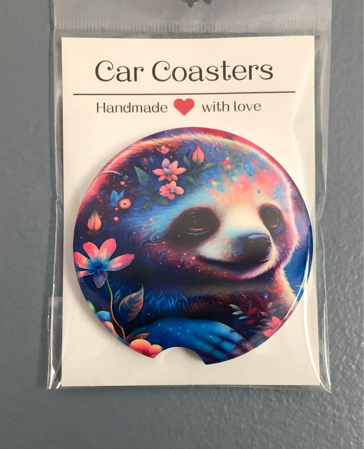 Colorful Sloth Ceramic Car Coaster