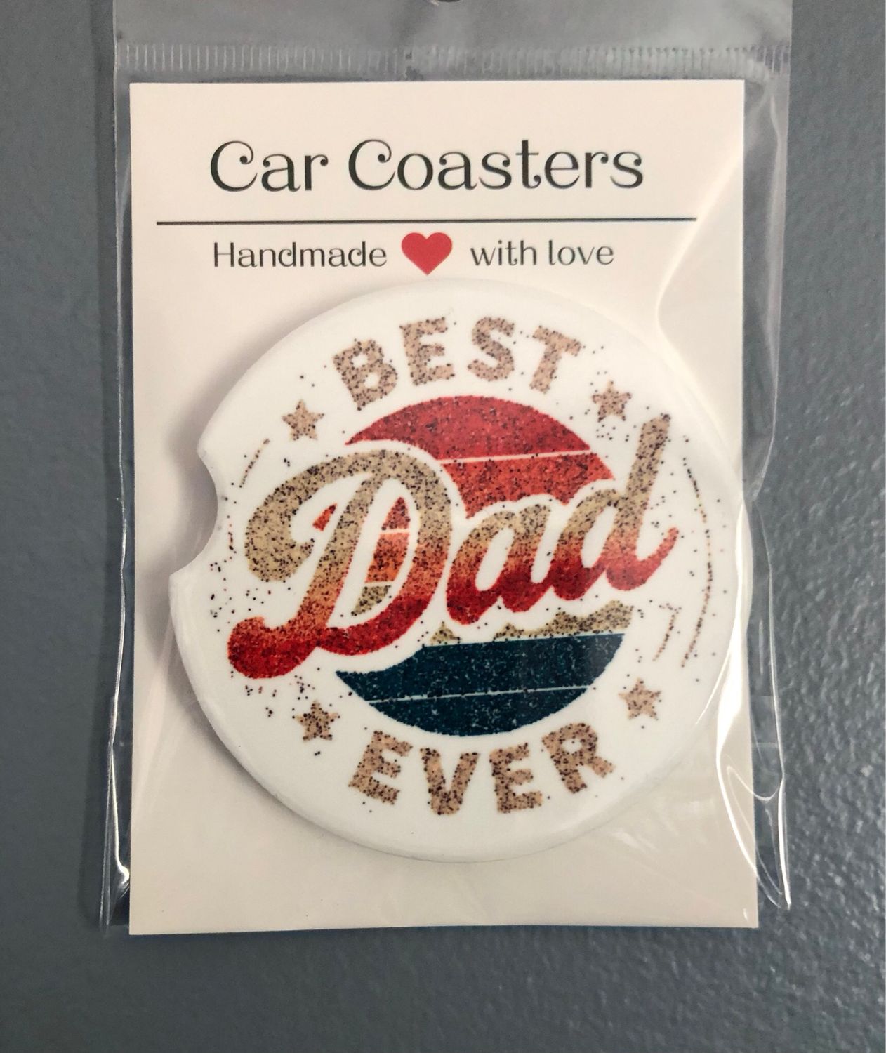 Best Dad Ever Ceramic Car Coaster