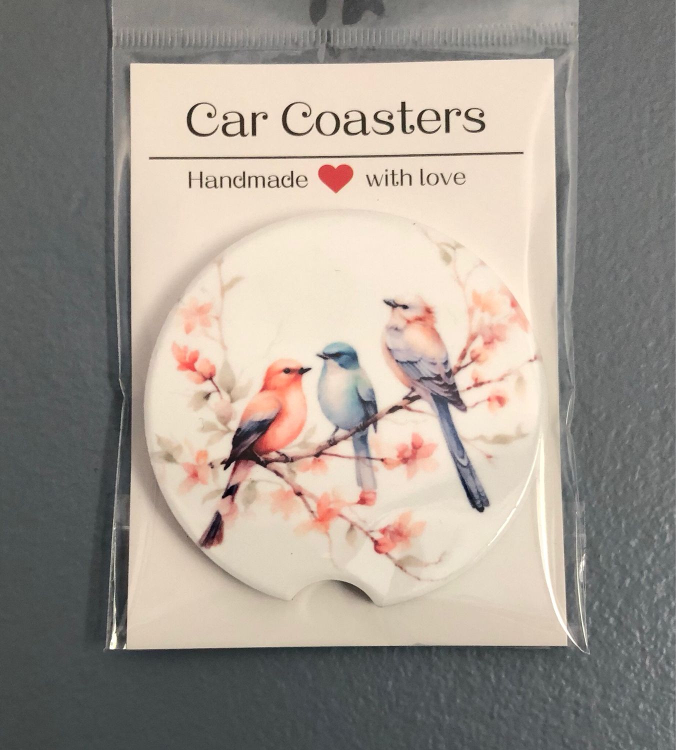 Birds On A Branch Ceramic Car Coaster