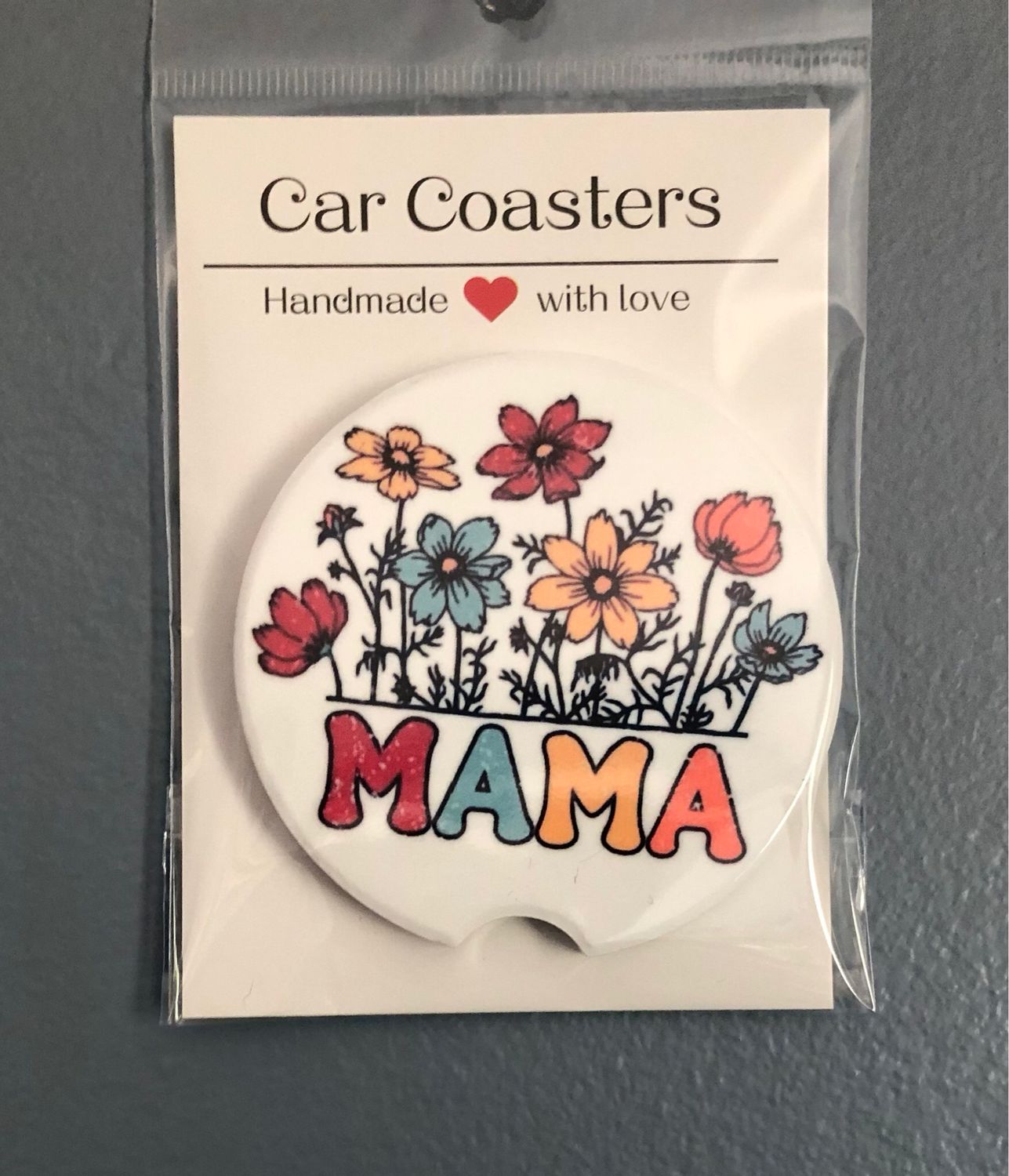 Mama With Flowers Ceramic Car Coaster