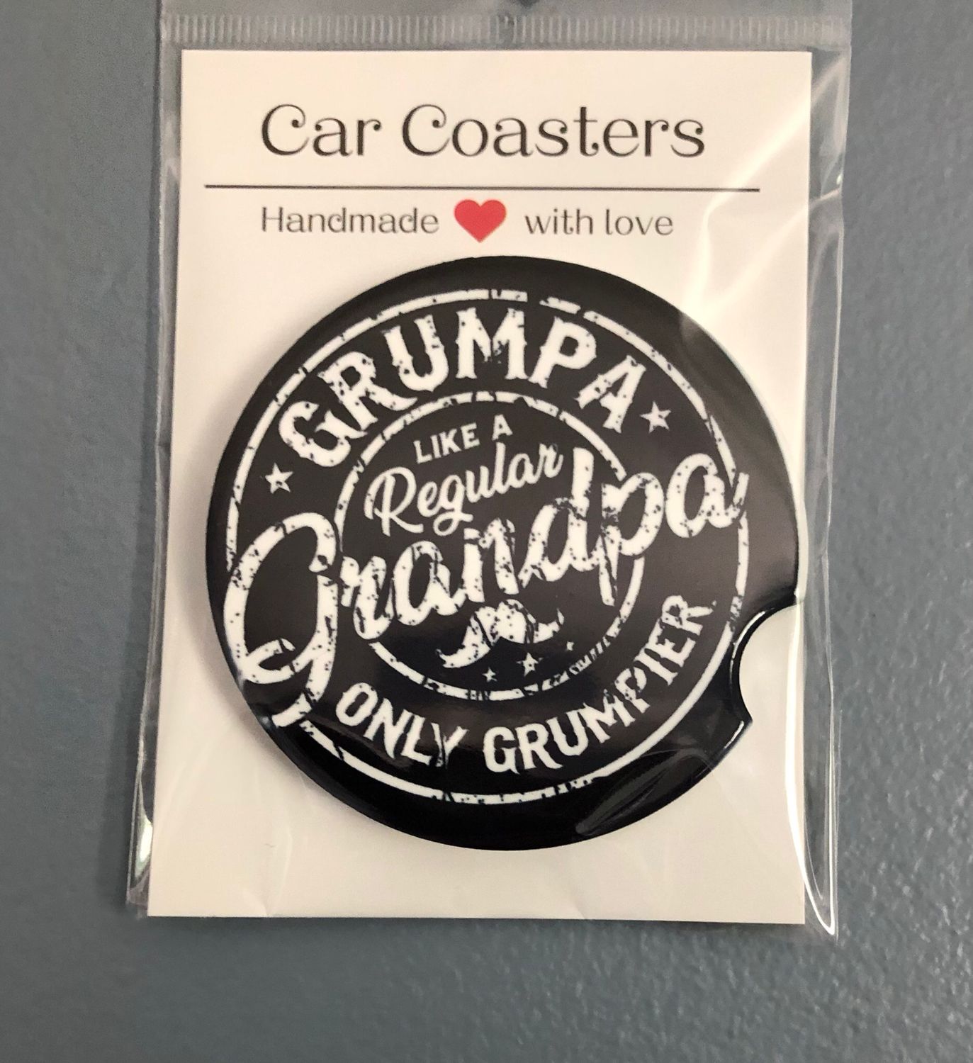 Grumpa Ceramic Car Coaster