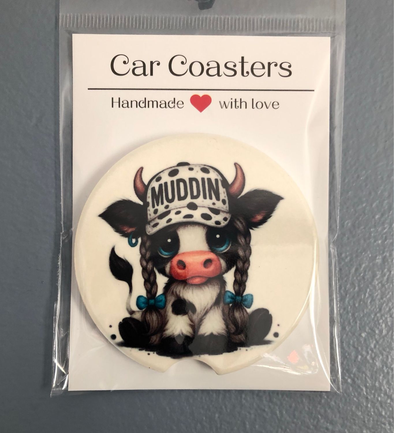 Muddin Cow Ceramic Car Coaster