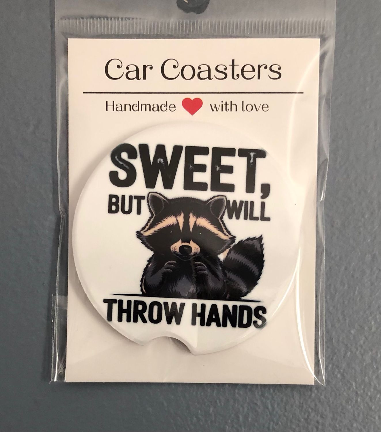 Sweet Raccoon Ceramic Car Coaster