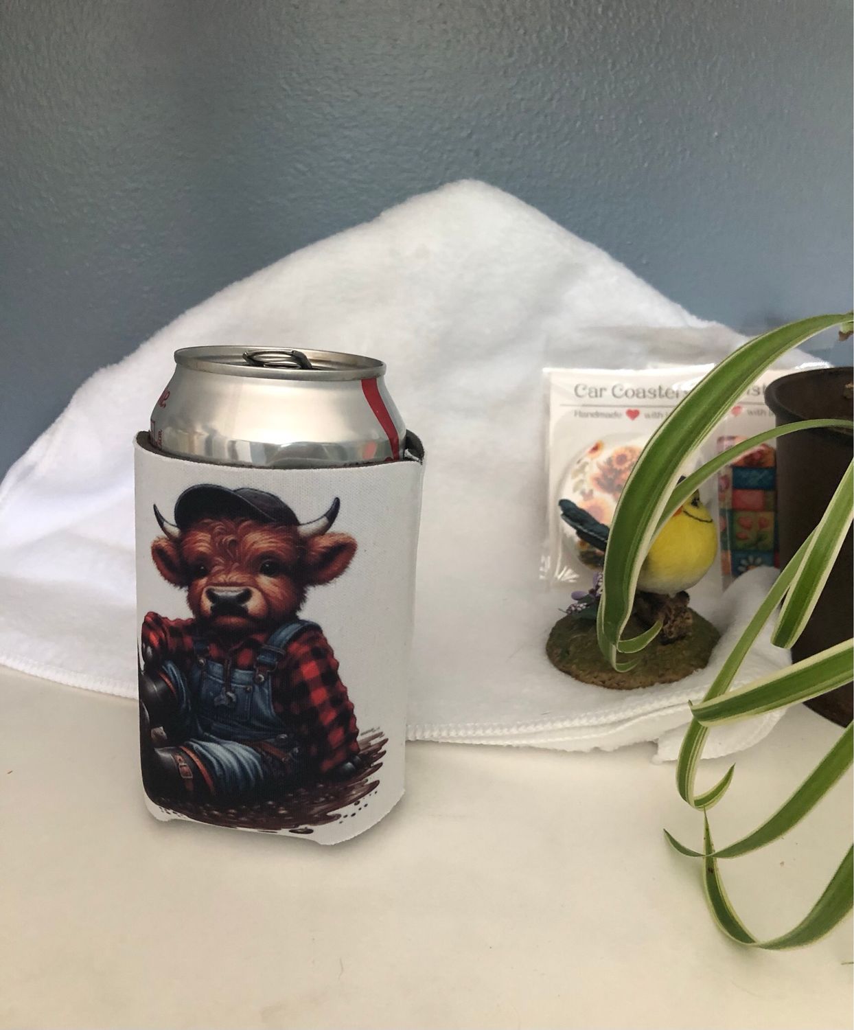 Boy Cow In Overall 12 oz Koozie