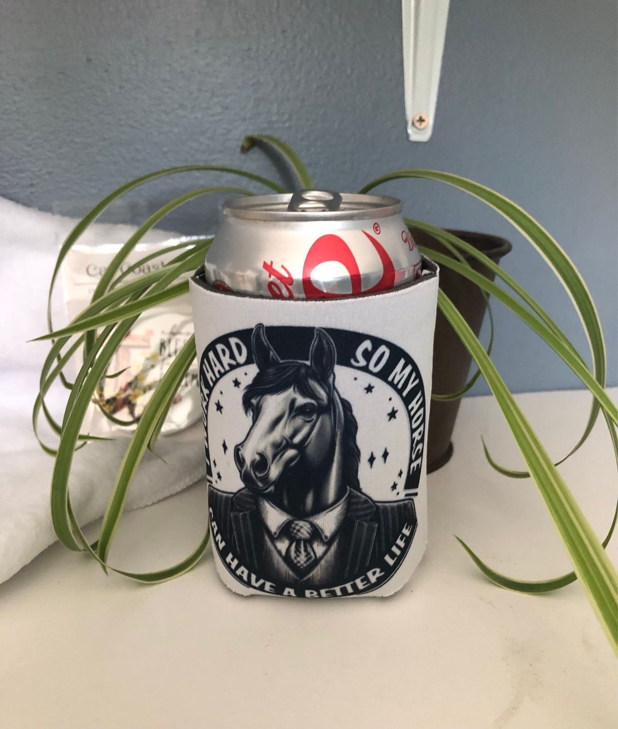 I Work Hard So My Horse 12 oz Koozie
