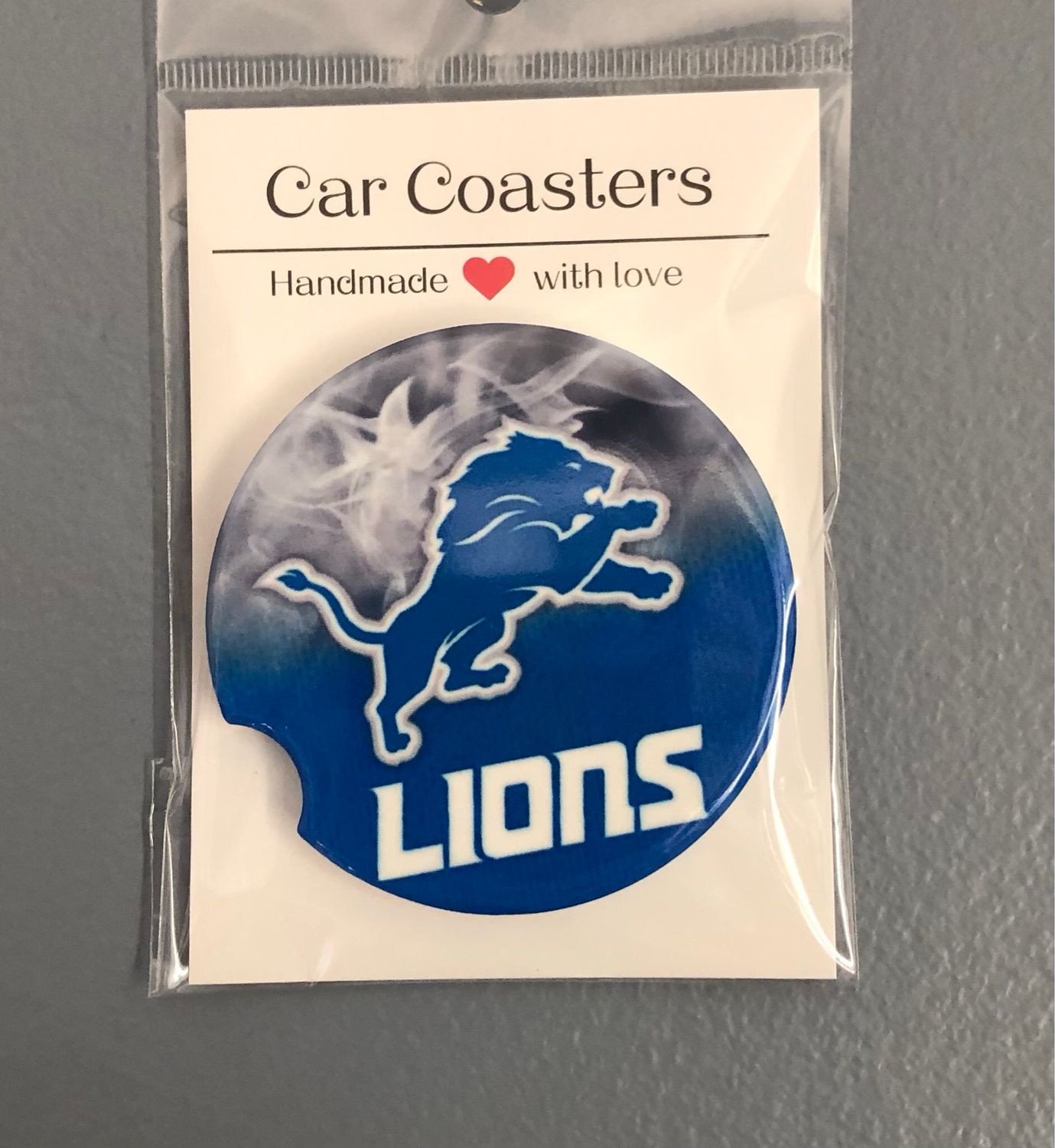 Detroit Lions With Smoke Ceramic Car Coaster