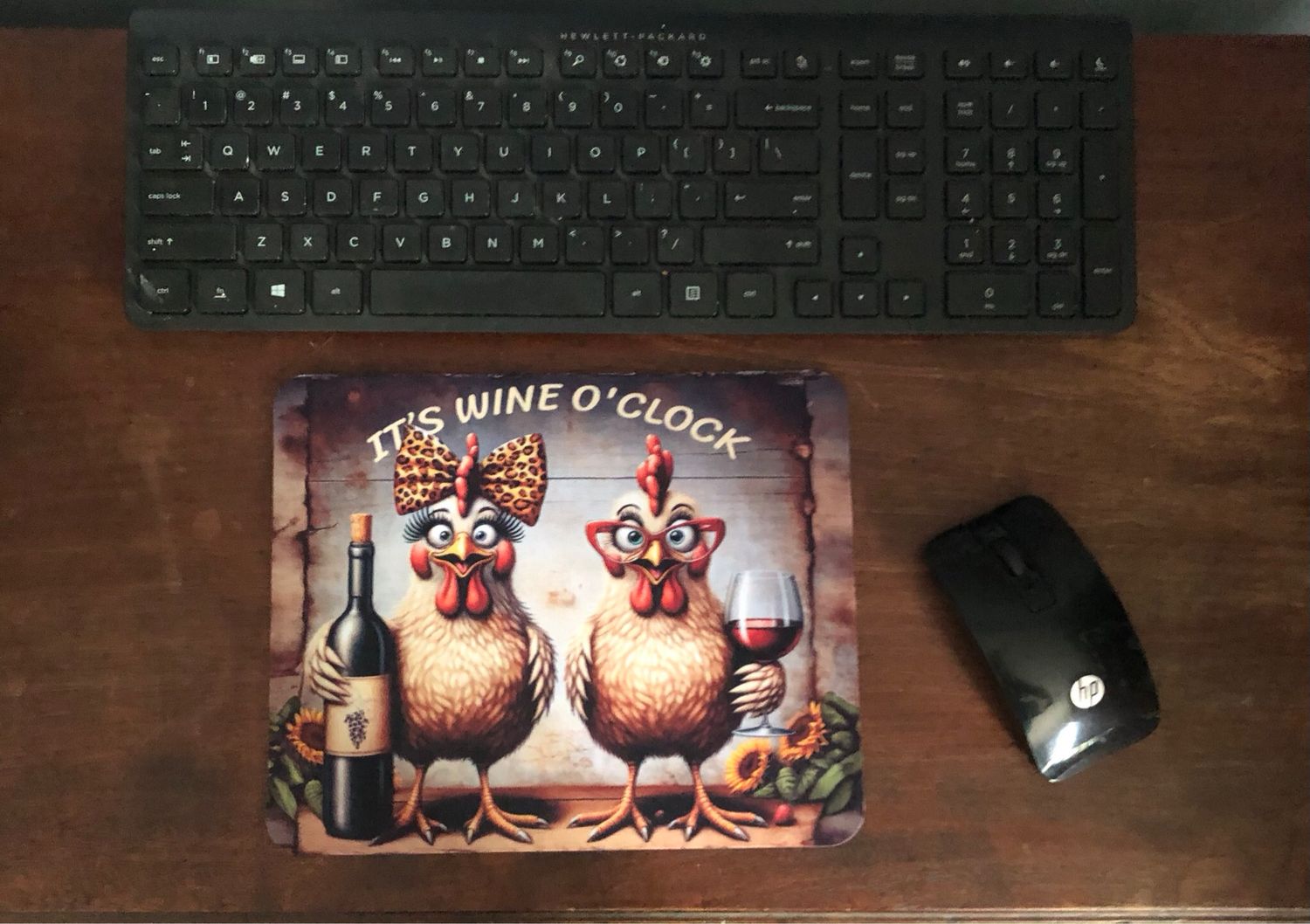 Chickens Wine O’clock Mousepad