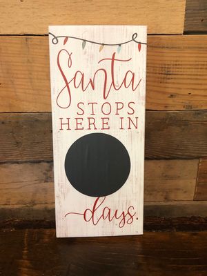 Santa Stops Here Board With Chalk