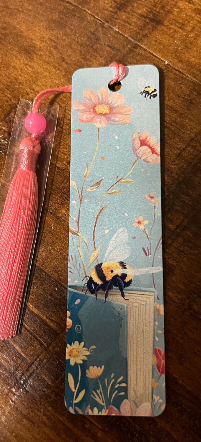 Bee and flowers   bookmark