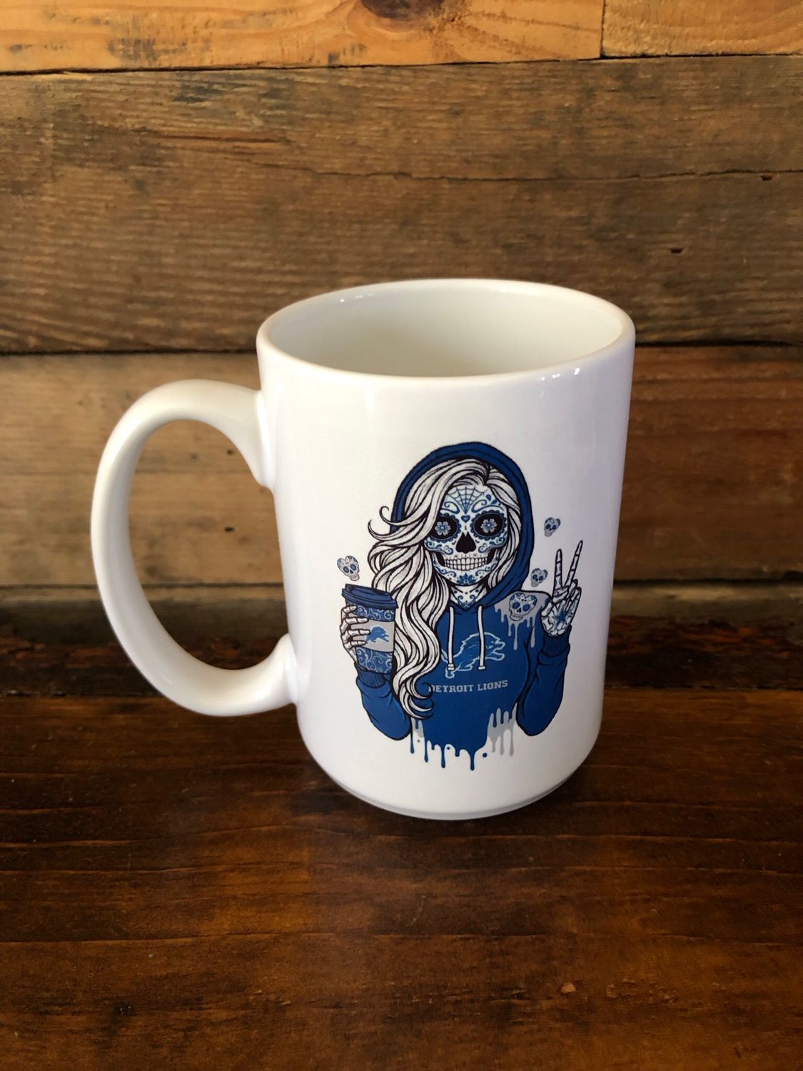 Skeleton Detroit Lions 15 oz Coffee Mug