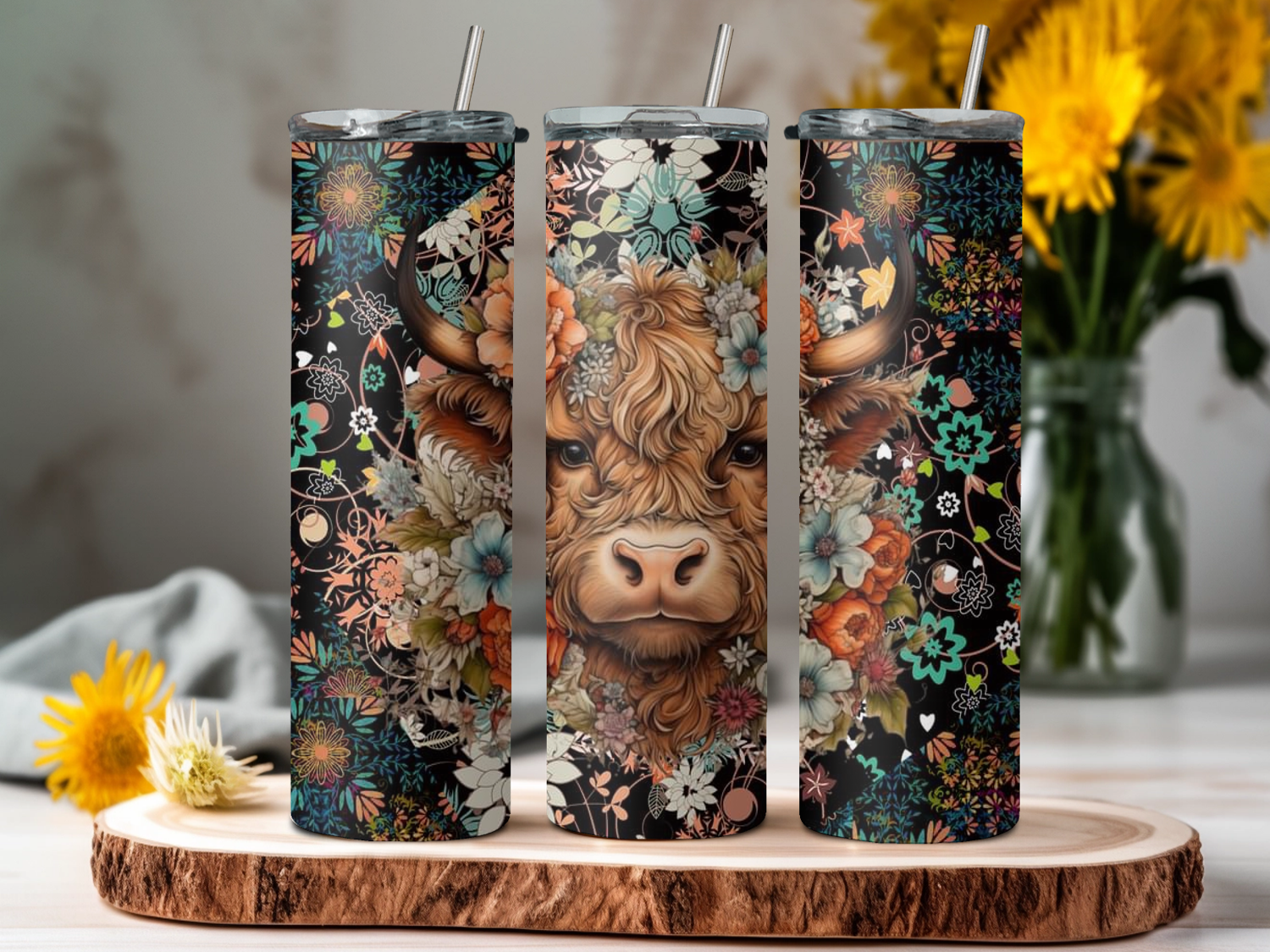 Highland Floral Cow