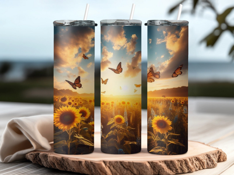 Sunflower with Butterflies
