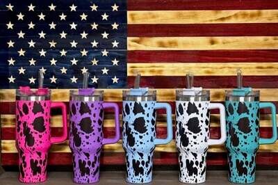 40 Oz Cow Print Tumbler