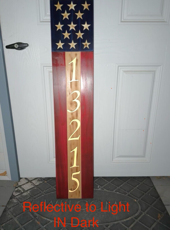 Patriotic American Wooden Address Flag Sign