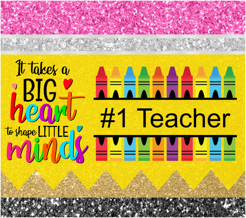 #1 Teacher - Glitter Pencil