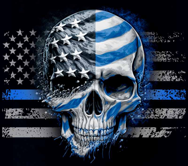 Blue Line Skull