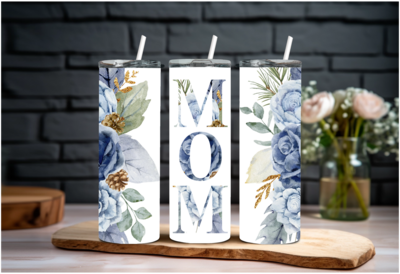 Mom with Blue Flowers