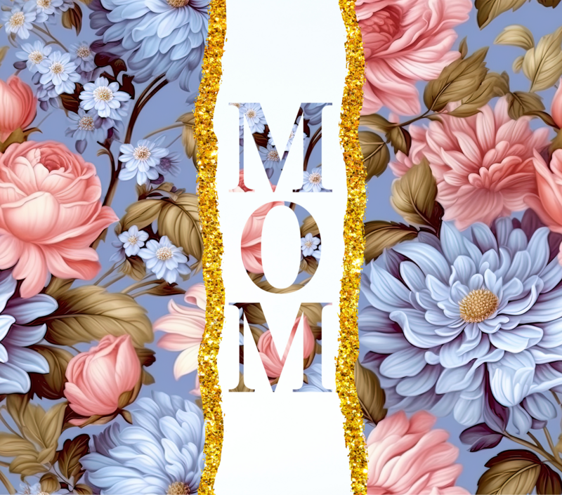 Mom with Pink and Purple Flowers