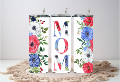 Mom with Red, White and Blue Flowers