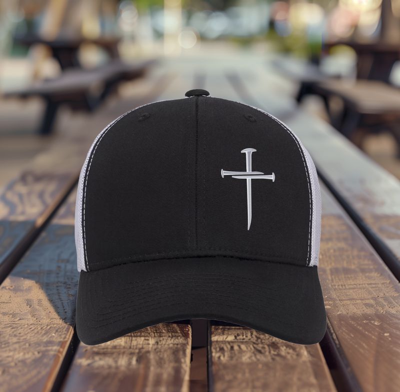 Three Nail Cross- Embroidered Hat