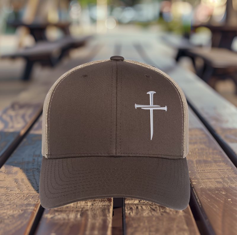 Three Nail Cross- Embroidered Hat