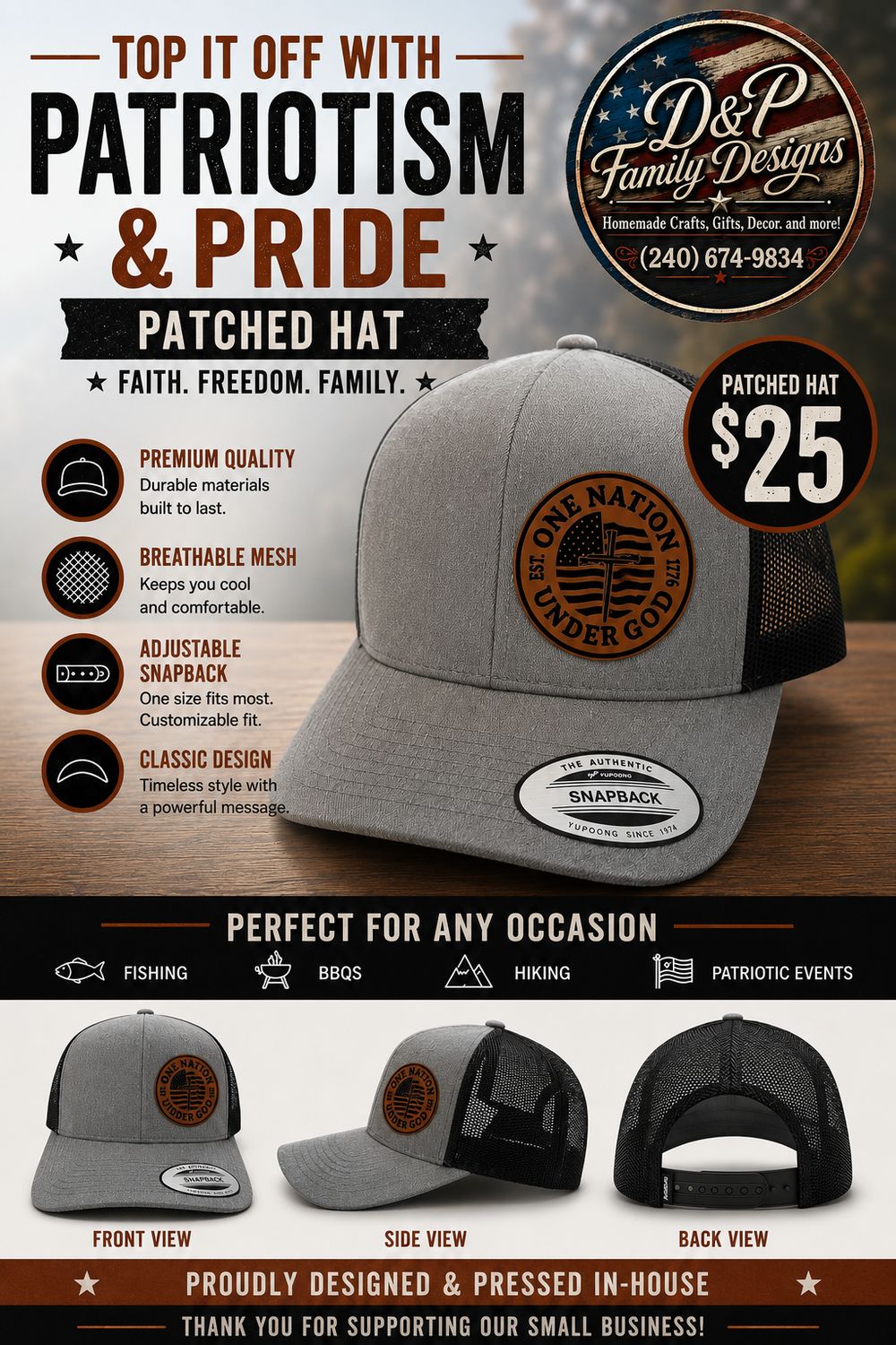 ONE NATION UNDER GOD SNAPBACK - TRUCKER HAT -