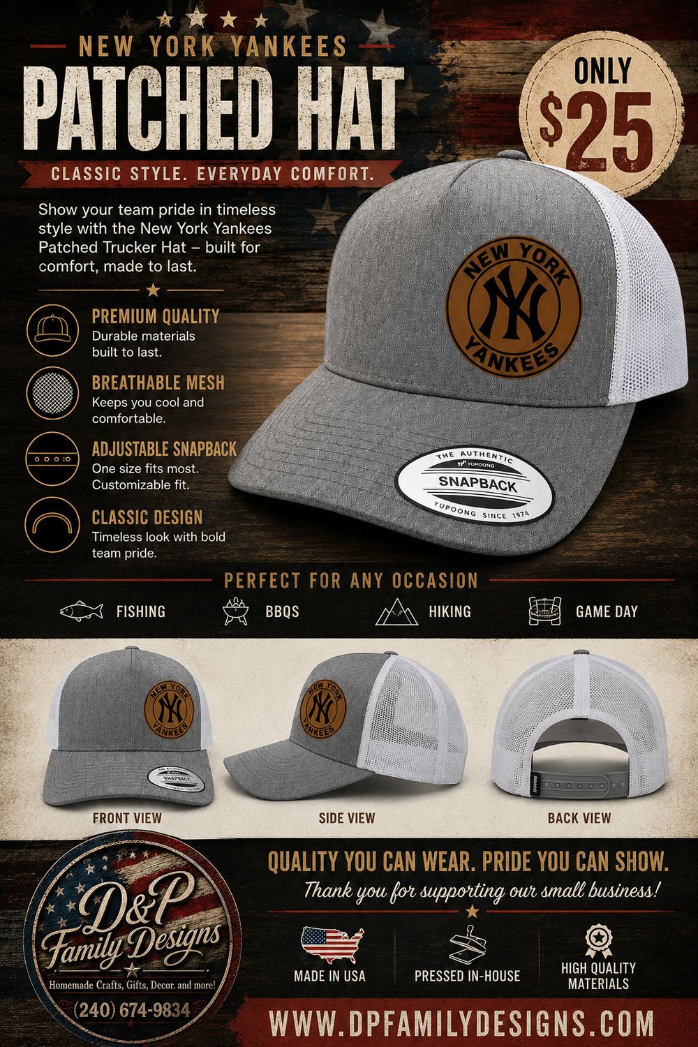 NEW YORK YANKEES SNAPBACK -TRUCKER HAT —