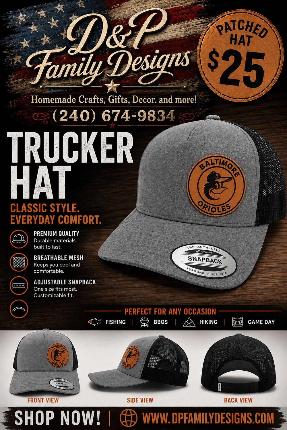 BALTIMORE ORIOLES SNAPBACK -TRUCKER HAT-