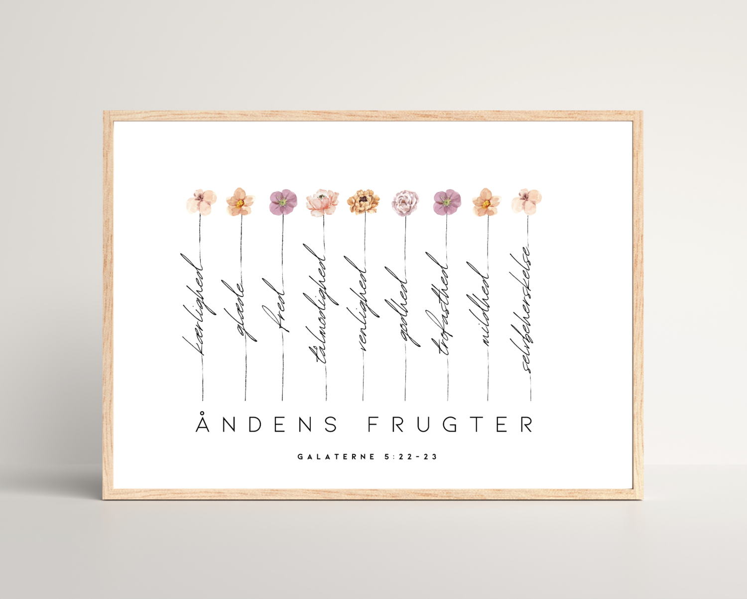 &quot;Åndens frugter&quot; - lyserød vandret (flere størrelser)