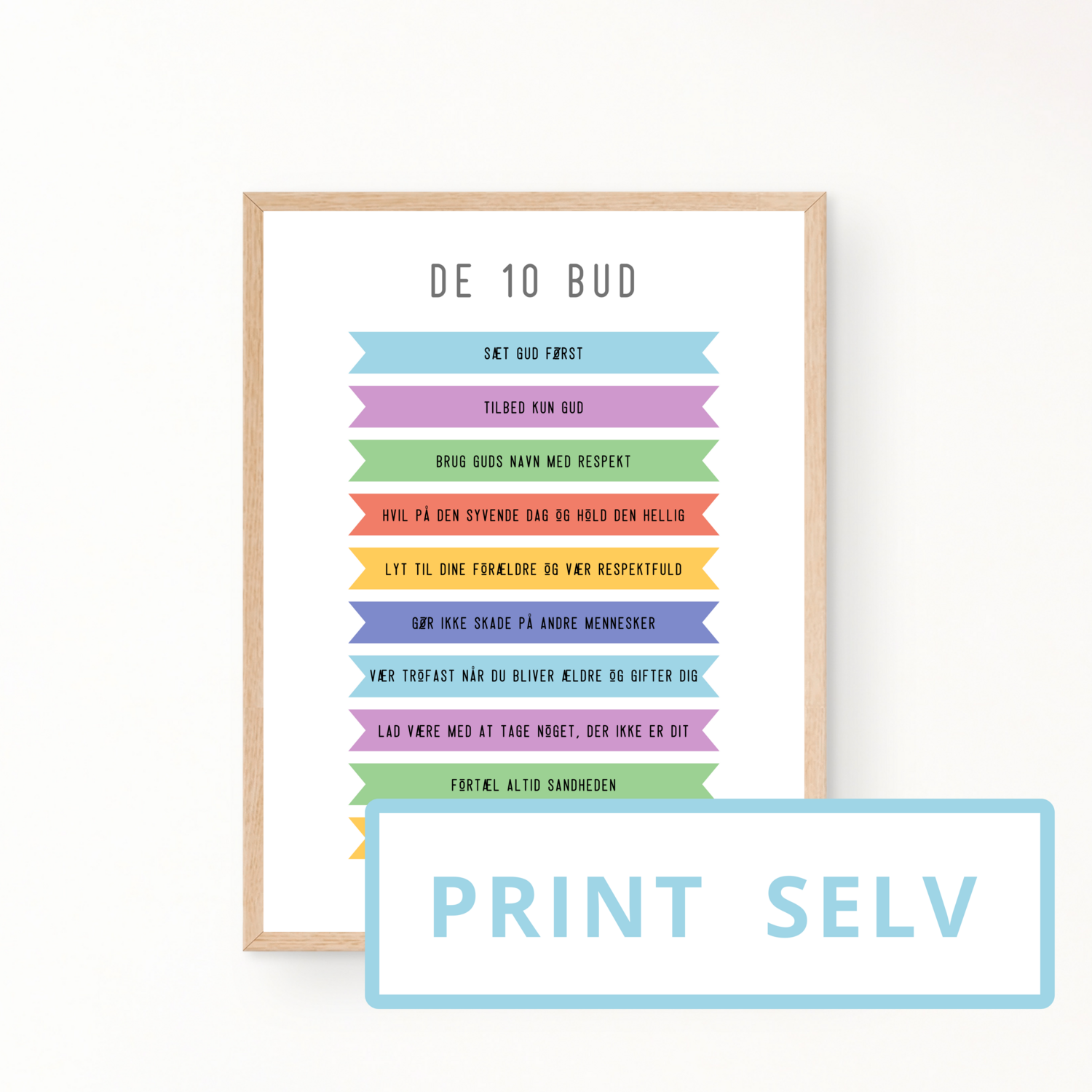 &quot;De 10 bud&quot; børneplakat (print selv)