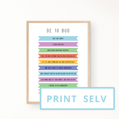&quot;De 10 bud&quot; børneplakat (print selv)