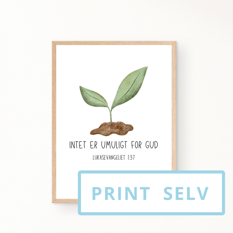 &quot;Intet er umuligt for Gud&quot; børneplakat (print selv)