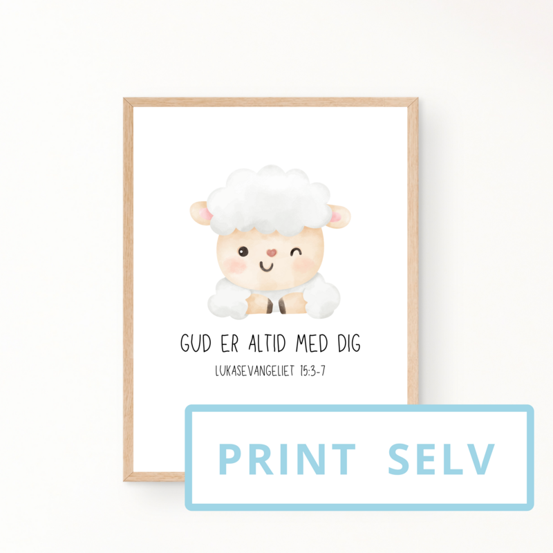 &quot;Gud er altid med mig&quot; børneplakat (print selv)
