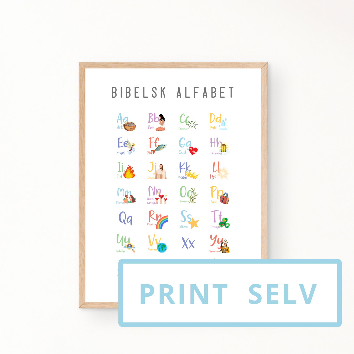 &quot;Bibelens alfabet&quot; børneplakat (print selv)
