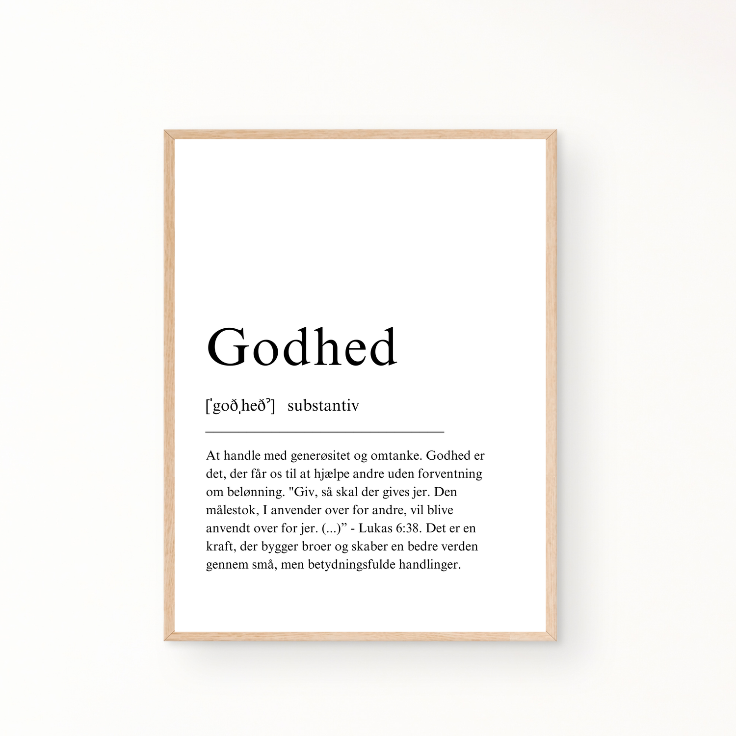 &quot;Godhed&quot; definitionsplakat