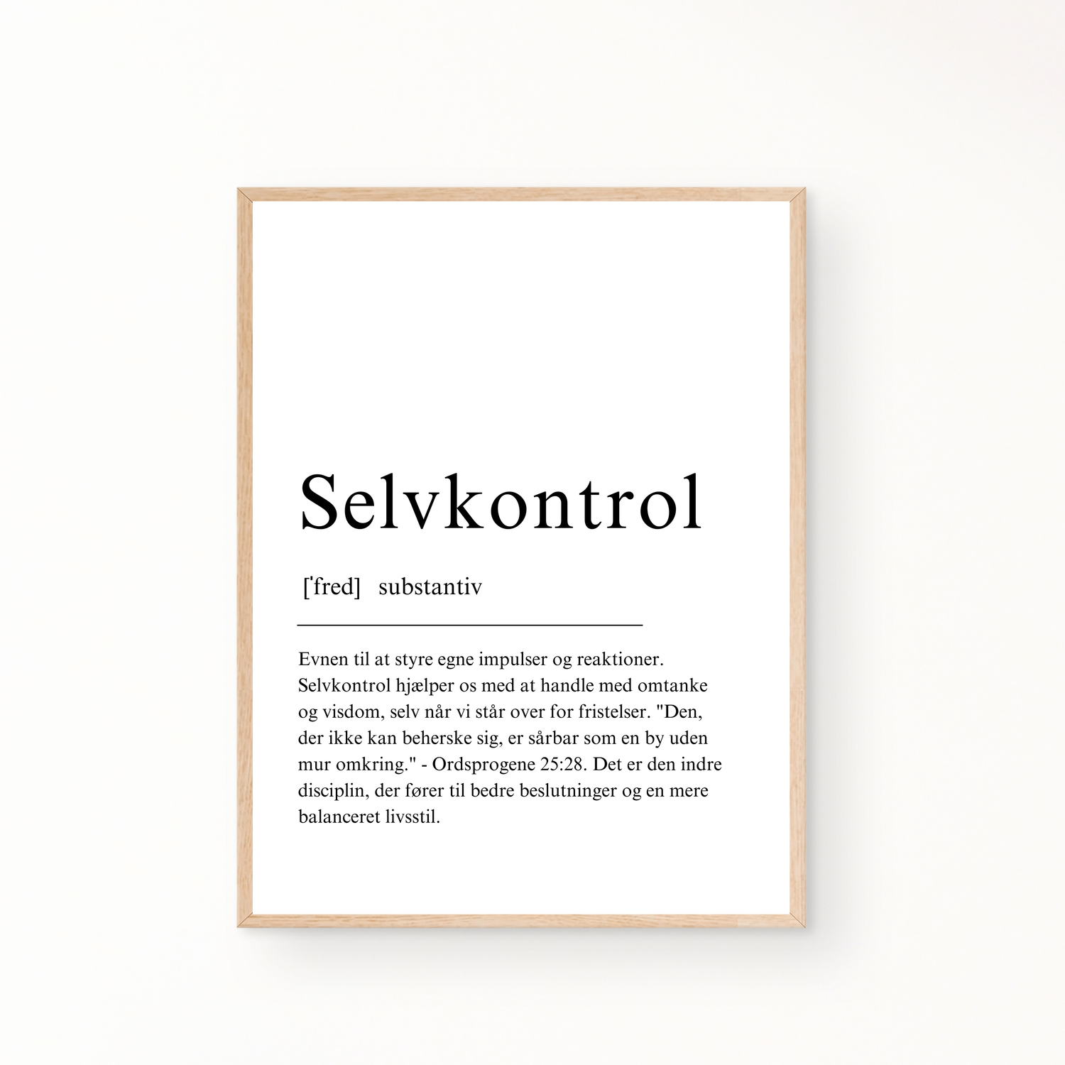 &quot;Selvkontrol&quot; definitionsplakat