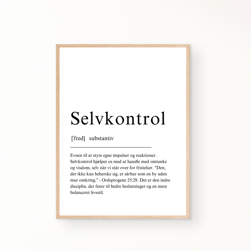 &quot;Selvkontrol&quot; definitionsplakat