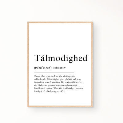 &quot;Tålmodighed&quot; definitionsplakat