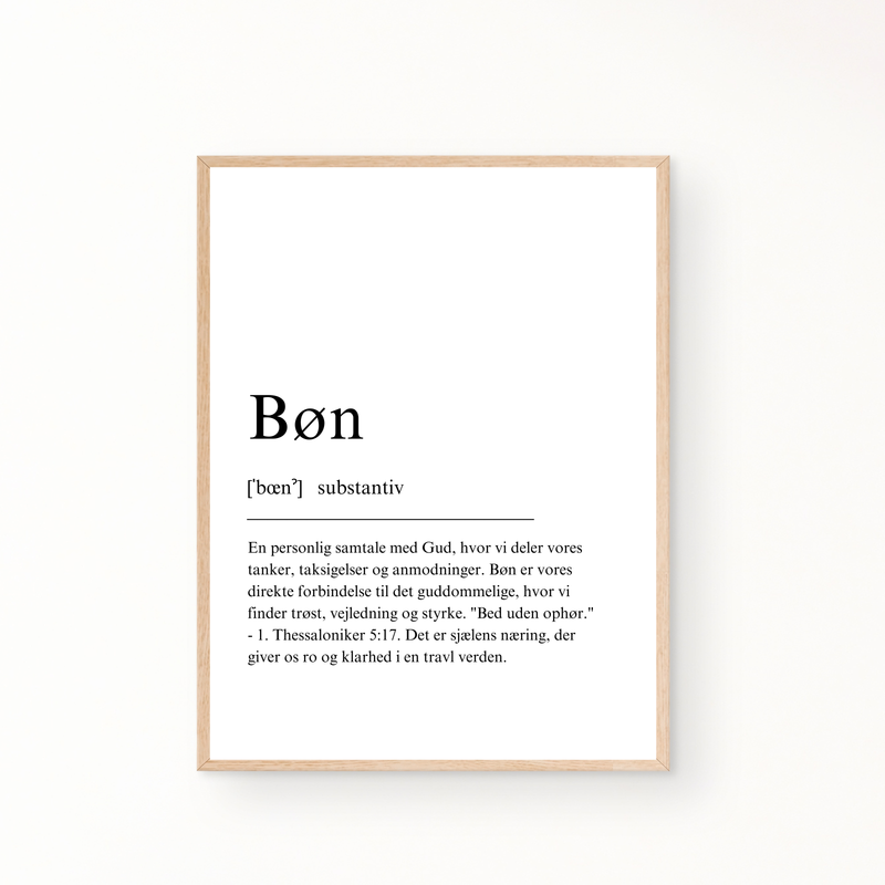 &quot;Bøn&quot; definitionsplakat