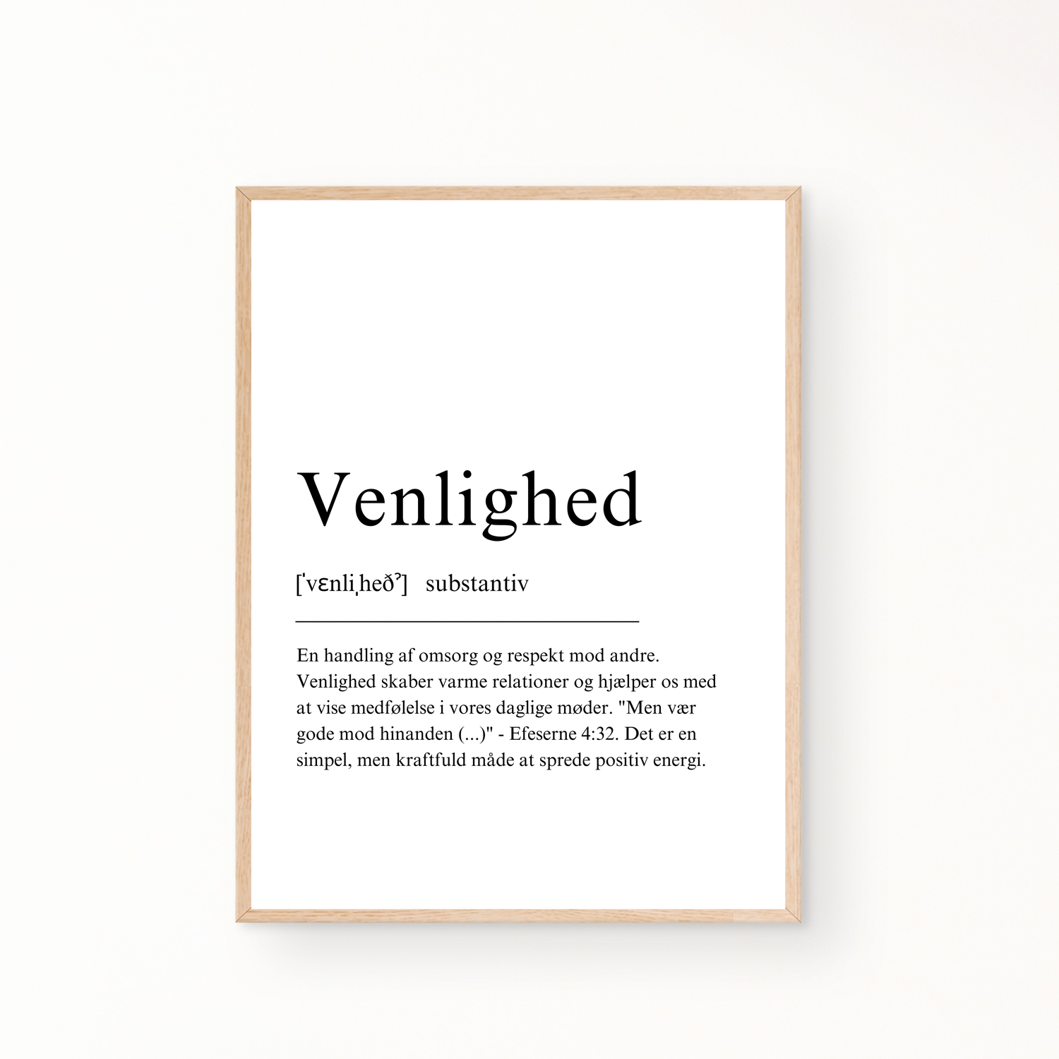 &quot;Venlighed&quot; definitionsplakat