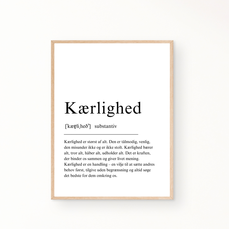 &quot;Kærlighed&quot; definitionsplakat