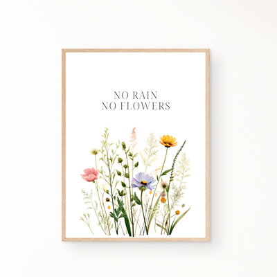 &quot;No rain, no flowers&quot; 1.0 plakat
