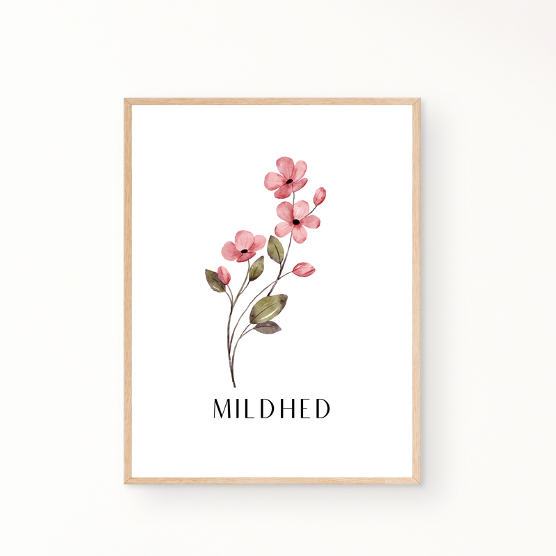 &quot;Mildhed&quot; blomster plakat
