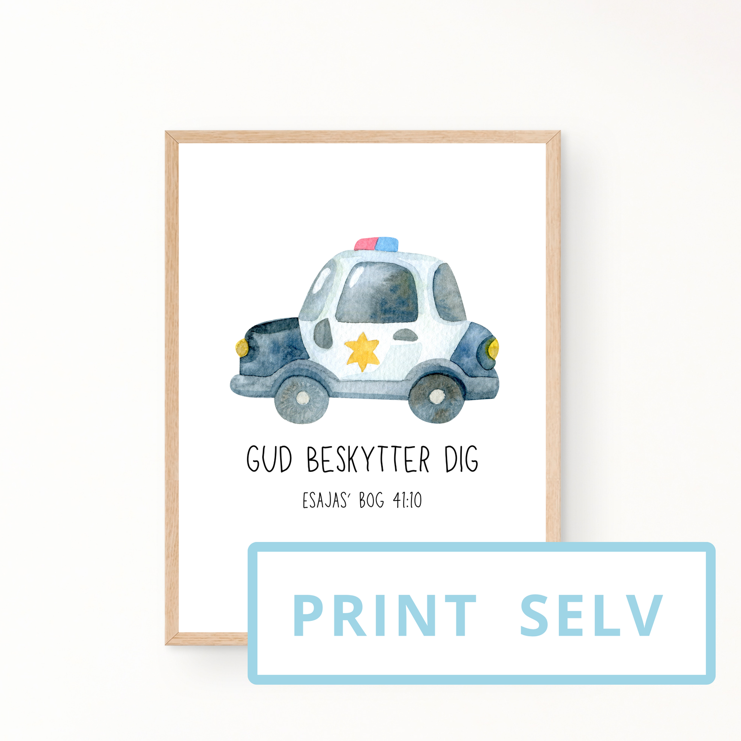 &quot;Gud beskytter dig&quot; børneplakat (print selv)